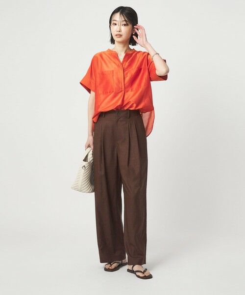 green label relaxing / グリーンレーベル リラクシング スラックス・ドレスパンツ | ［size SHORT/TALLあり］ライト リネンライク タック ワイドパンツ UVカット 通気性 | 詳細12