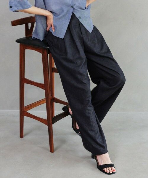 green label relaxing / グリーンレーベル リラクシング スラックス・ドレスパンツ | ［size SHORT/TALLあり］ライト リネンライク タック ワイドパンツ UVカット 通気性 | 詳細27