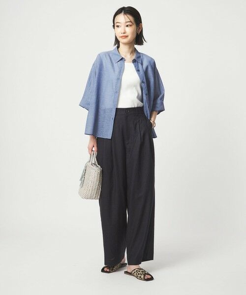 green label relaxing / グリーンレーベル リラクシング スラックス・ドレスパンツ | ［size SHORT/TALLあり］ライト リネンライク タック ワイドパンツ UVカット 通気性 | 詳細26