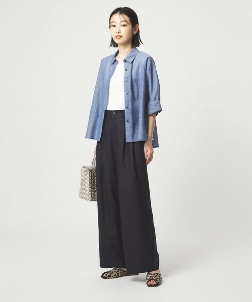 green label relaxing / グリーンレーベル リラクシング スラックス・ドレスパンツ | ［size SHORT/TALLあり］ライト リネンライク タック ワイドパンツ UVカット 通気性 | 詳細27