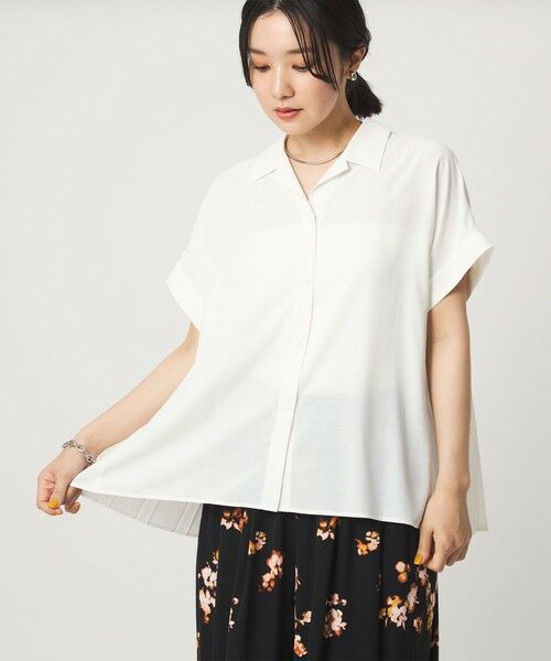 green label relaxing / グリーンレーベル リラクシング シャツ・ブラウス | 【WEB限定】＜at ease＞バック プリーツ ブラウス UVカット 通気性（WHITE）