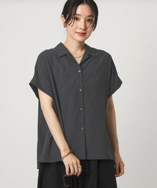 green label relaxing / グリーンレーベル リラクシング シャツ・ブラウス | 【WEB限定】＜at ease＞バック プリーツ ブラウス UVカット 通気性（DK.GRAY）