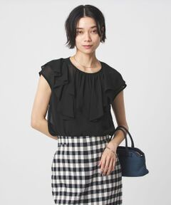 green label relaxing / グリーンレーベル リラクシング シャツ・ブラウス | アシンメトリー フリル フレンチスリーブ ブラウス