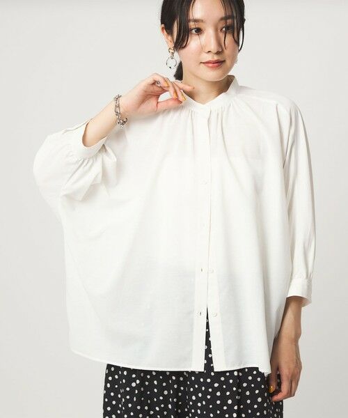 green label relaxing / グリーンレーベル リラクシング シャツ・ブラウス | 【WEB限定】＜at ease＞ノーカラー ギャザー ブラウス UVカット 通気性 | 詳細3