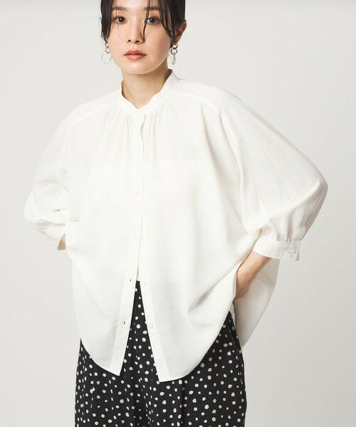 green label relaxing / グリーンレーベル リラクシング シャツ・ブラウス | 【WEB限定】＜at ease＞ノーカラー ギャザー ブラウス UVカット 通気性 | 詳細1