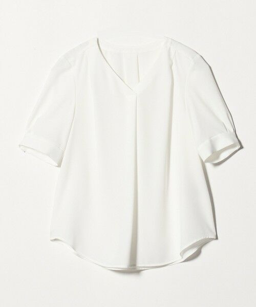 green label relaxing / グリーンレーベル リラクシング シャツ・ブラウス | Vネック ショートスリーブ ブラウス マシンウォッシャブル（WHITE）