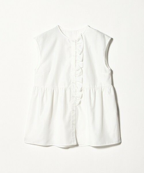 green label relaxing / グリーンレーベル リラクシング シャツ・ブラウス | フロント フリル ノースリーブ ブラウス（WHITE）