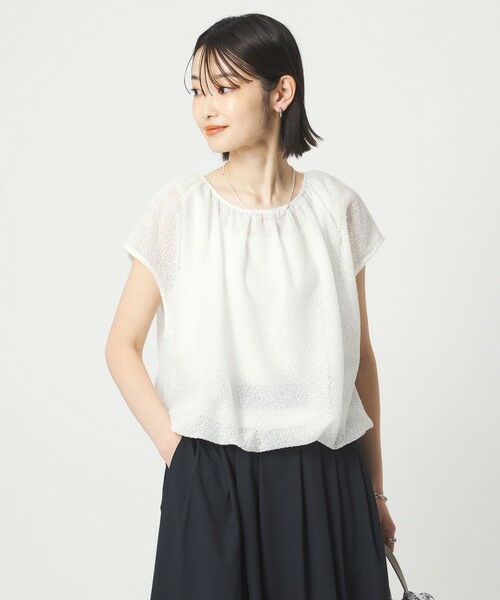 green label relaxing / グリーンレーベル リラクシング カットソー | ラッセルレース スソバルーン カットソー（WHITE）