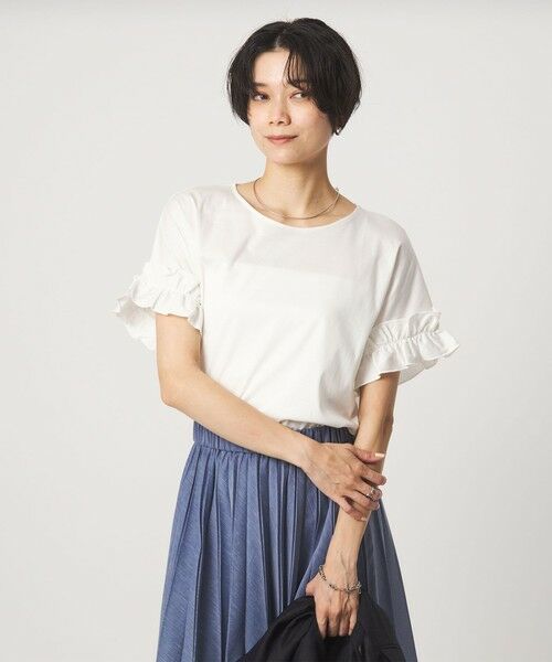 green label relaxing / グリーンレーベル リラクシング カットソー | ソデフリル Tシャツ 汗染み防止(OFF WHITE)