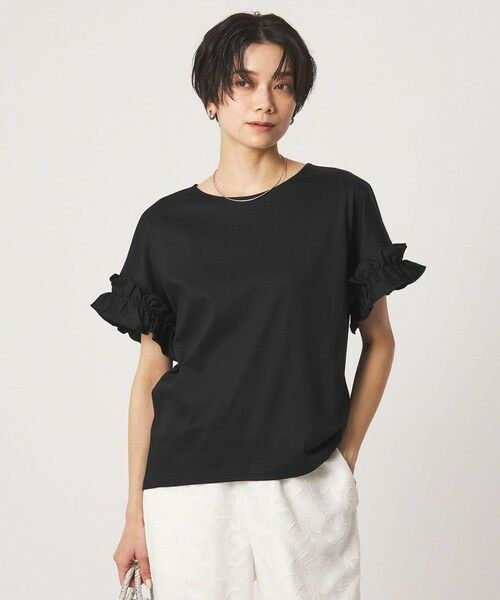 green label relaxing / グリーンレーベル リラクシング カットソー | ソデフリル Tシャツ 汗染み防止(BLACK)
