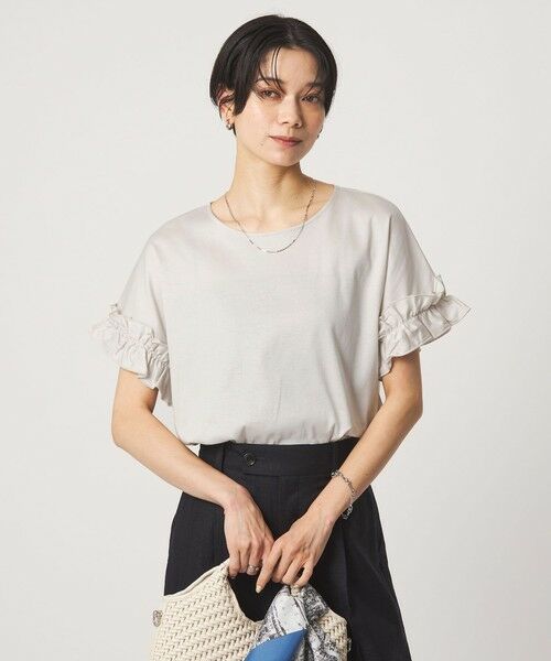 green label relaxing / グリーンレーベル リラクシング カットソー | ソデフリル Tシャツ 汗染み防止(LT.GRAY)
