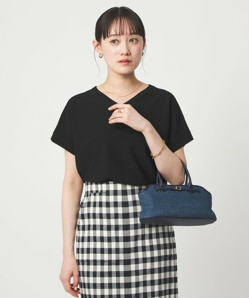 green label relaxing / グリーンレーベル リラクシング ニット・セーター | Vネック プルオーバー ニット ウォッシャブル 接触冷感 UVカット（BLACK）