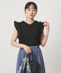 green label relaxing / グリーンレーベル リラクシング ニット・セーター | フリルドッキング ノースリーブ ニット ウォッシャブル