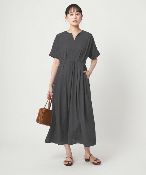 green label relaxing / グリーンレーベル リラクシング ロング・マキシ丈ワンピース | Breeze Cool ワンピース マシンウォッシャブル 通気性 UVカット（DK.GRAY）