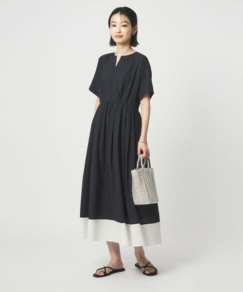 green label relaxing / グリーンレーベル リラクシング ロング・マキシ丈ワンピース | Breeze Cool ワンピース マシンウォッシャブル 通気性 UVカット（NAVY）