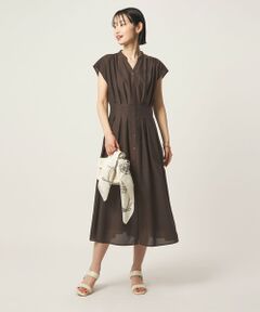 green label relaxing / グリーンレーベル リラクシング ロング・マキシ丈ワンピース | シアー タック フレア フレンチスリーブ ワンピース