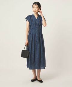 green label relaxing / グリーンレーベル リラクシング ロング・マキシ丈ワンピース | シアー タック フレア フレンチスリーブ ワンピース