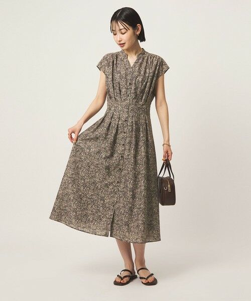 green label relaxing / グリーンレーベル リラクシング ロング・マキシ丈ワンピース | シアー タック フレア フレンチスリーブ ワンピース(その他1)