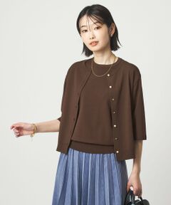 green label relaxing / グリーンレーベル リラクシング カーディガン・ボレロ | ハーフスリーブ ニット カーディガン ウォッシャブル 接触冷感 UVカット
