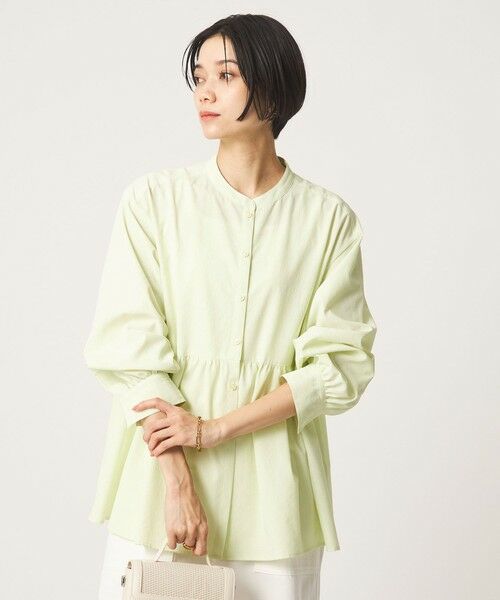 green label relaxing / グリーンレーベル リラクシング シャツ・ブラウス | ［size SHORTあり］ペプラム ブラウス マシンウォッシャブル 吸水速乾 通気性 UVカット（LIME）