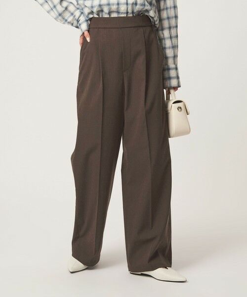green label relaxing / グリーンレーベル リラクシング その他パンツ | 【WEB限定】＜at ease＞オルマイ ワイド パンツ ストレッチ UVカット（DK.BROWN）