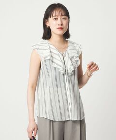 green label relaxing / グリーンレーベル リラクシング シャツ・ブラウス | 100/2 ラッフルカラー ノースリーブ ブラウス