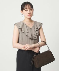 green label relaxing / グリーンレーベル リラクシング シャツ・ブラウス | 100/2 ラッフルカラー ノースリーブ ブラウス
