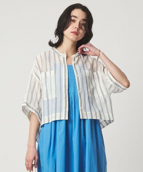 green label relaxing / グリーンレーベル リラクシング シャツ・ブラウス | 100/2 ポケット ストライプ シャツ（OFF WHITE）