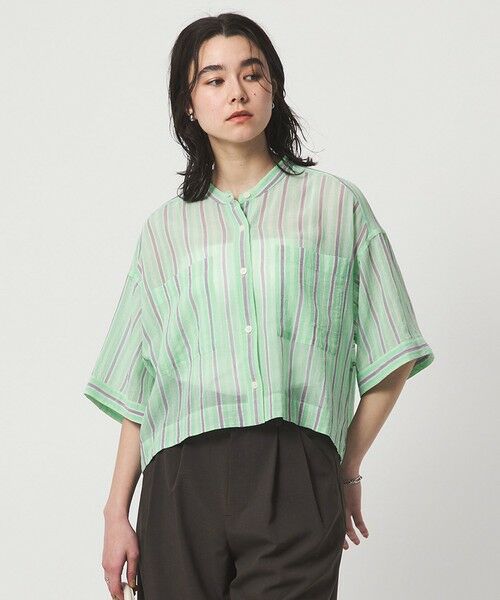 green label relaxing / グリーンレーベル リラクシング シャツ・ブラウス | 100/2 ポケット ストライプ シャツ（LIME）