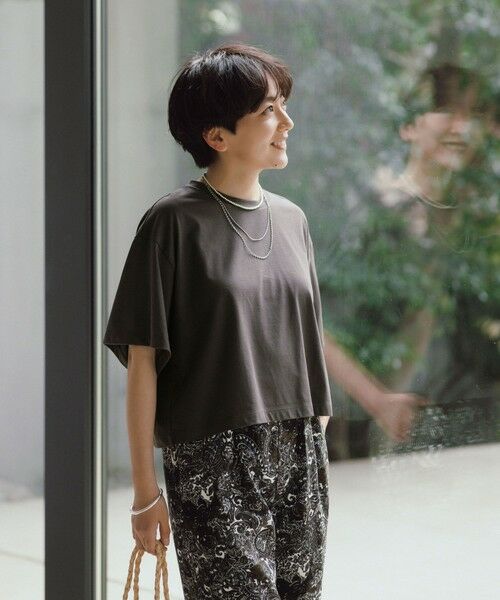 green label relaxing / グリーンレーベル リラクシング Tシャツ | ＜スタイリスト兵藤千尋さんコラボ＞クロップド ワイド Tシャツ UVカット | 詳細7