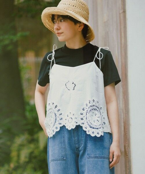 green label relaxing / グリーンレーベル リラクシング Tシャツ | ＜スタイリスト兵藤千尋さんコラボ＞ワイドネック Tシャツ UVカット（BLACK）