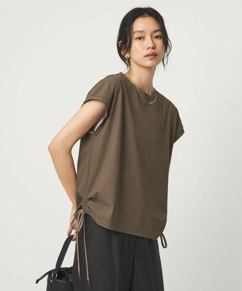 green label relaxing / グリーンレーベル リラクシング カットソー（半袖以外） | サイド ドロスト ノースリーブ カットソー（OLIVE）