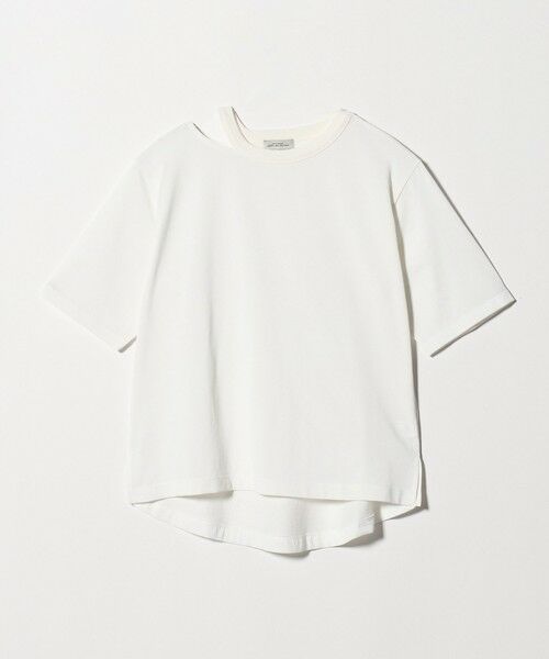 green label relaxing / グリーンレーベル リラクシング カットソー | デコルテスリット Tシャツ 吸水速乾（OFF WHITE）
