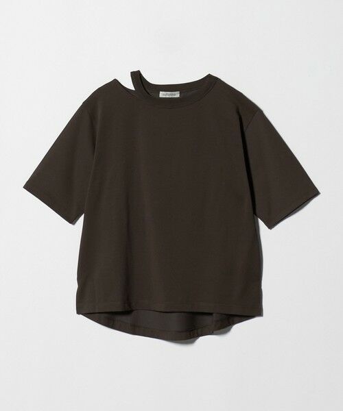 green label relaxing / グリーンレーベル リラクシング カットソー | デコルテスリット Tシャツ 吸水速乾（DK.BROWN）