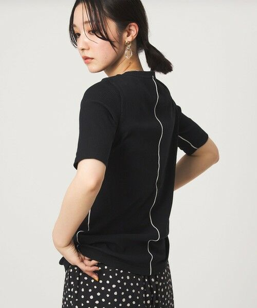 green label relaxing / グリーンレーベル リラクシング カットソー | 【WEB限定】＜at ease＞シアーテレコ バイカラー カットソー（BLACK）