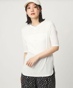 green label relaxing / グリーンレーベル リラクシング カットソー | 【WEB限定】＜at ease＞シアーテレコ ヘンリーネック ショートスリーブ カットソー