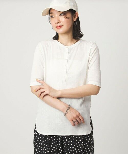 green label relaxing / グリーンレーベル リラクシング カットソー | 【WEB限定】＜at ease＞シアーテレコ ヘンリーネック ショートスリーブ カットソー | 詳細1
