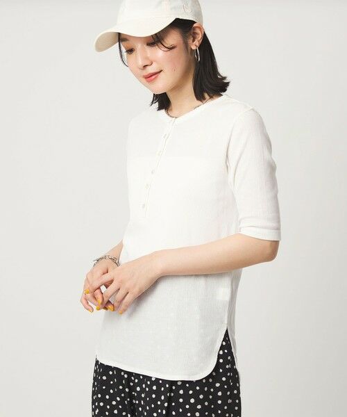 green label relaxing / グリーンレーベル リラクシング カットソー | 【WEB限定】＜at ease＞シアーテレコ ヘンリーネック ショートスリーブ カットソー | 詳細4