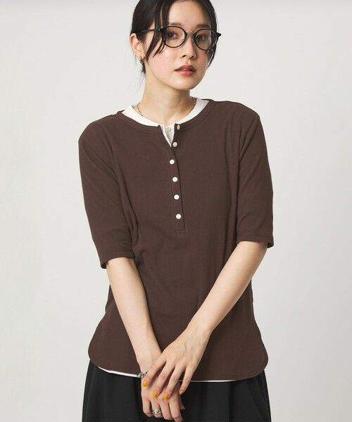 green label relaxing / グリーンレーベル リラクシング カットソー | 【WEB限定】＜at ease＞シアーテレコ ヘンリーネック ショートスリーブ カットソー | 詳細25