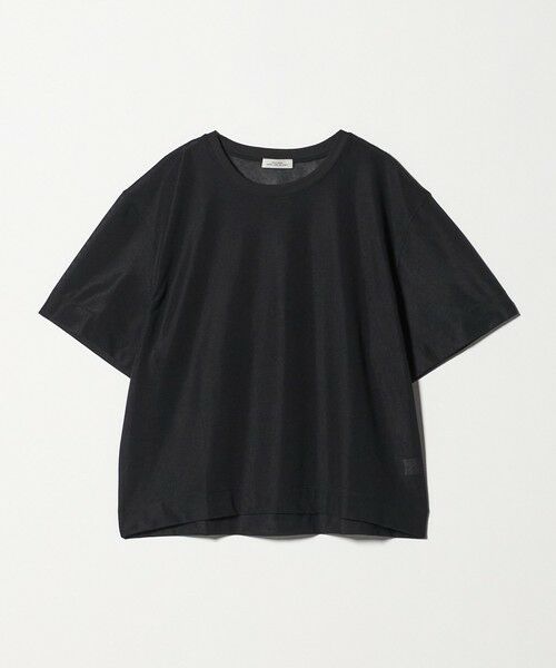 green label relaxing / グリーンレーベル リラクシング カットソー | シアー メッシュ クルーネック プルオーバー カットソー（BLACK）