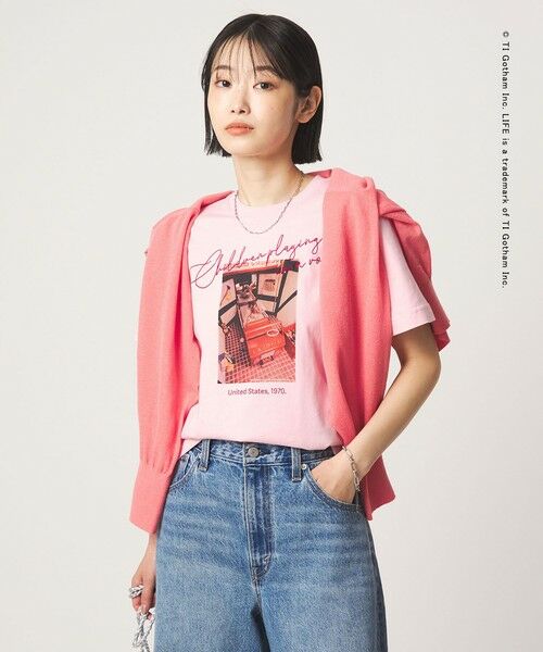 green label relaxing / グリーンレーベル リラクシング Tシャツ | 【別注】＜GOOD ROCK SPEED＞LIFE ショート スリーブ Tシャツ（LT.PINK）