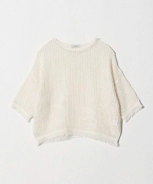 green label relaxing / グリーンレーベル リラクシング ニット・セーター | フリンジ ニット プルオーバー（OFF WHITE）