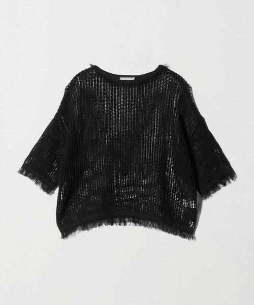 green label relaxing / グリーンレーベル リラクシング ニット・セーター | フリンジ ニット プルオーバー（BLACK）