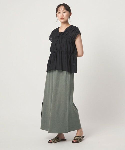 green label relaxing / グリーンレーベル リラクシング ロング・マキシ丈スカート | BREEZE LINEN ブリーズリネン ナロー スカート | 詳細23