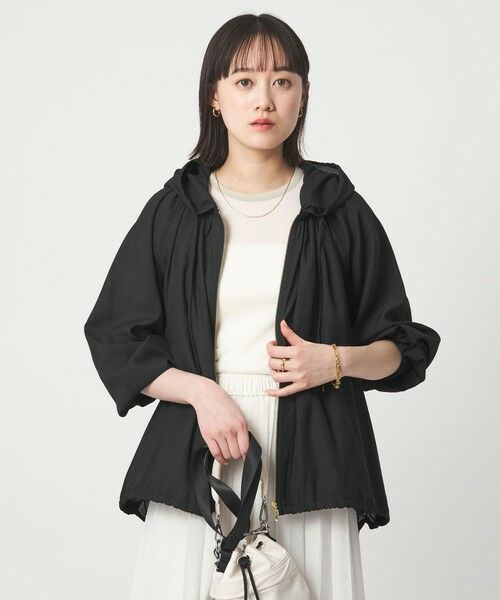 green label relaxing / グリーンレーベル リラクシング ブルゾン | シアー フーディ ブルゾン マシンウォッシャブル UVカット 通気性（BLACK）