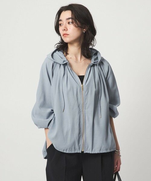 green label relaxing / グリーンレーベル リラクシング ブルゾン | シアー フーディ ブルゾン マシンウォッシャブル UVカット 通気性（LT.BLUE）