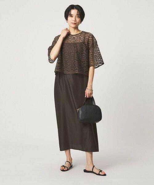 green label relaxing / グリーンレーベル リラクシング ロング・マキシ丈ワンピース | レースブラウス×キャミソールワンピース セット(MD.BROWN)