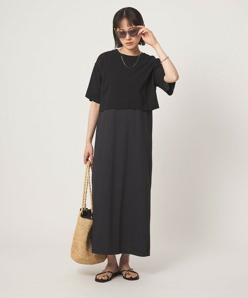 green label relaxing / グリーンレーベル リラクシング ロング・マキシ丈ワンピース | チュール プルオーバー×ノースリーブ ワンピース セット 吸水速乾 | 詳細4