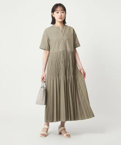 green label relaxing / グリーンレーベル リラクシング ロング・マキシ丈ワンピース | ［size SHORT/TALLあり］ワッシャー プリーツ ショートスリーブ ワンピース