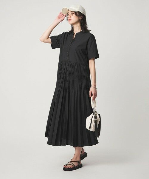 green label relaxing / グリーンレーベル リラクシング ロング・マキシ丈ワンピース | ［size SHORT/TALLあり］ワッシャー プリーツ ショートスリーブ ワンピース | 詳細1